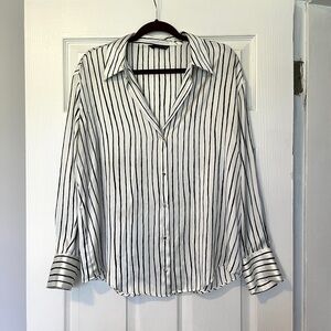 Zara Black and White Striped Shirt